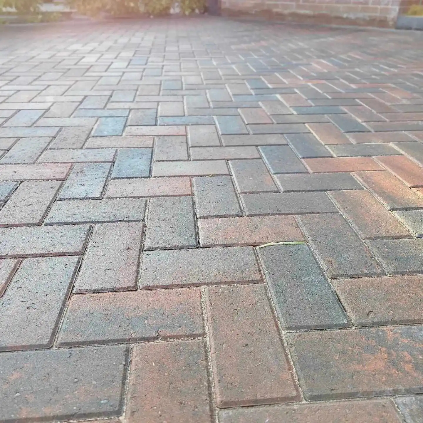 Close up of block paving with a wet finish