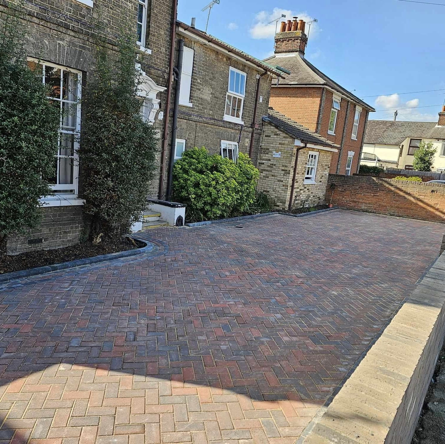 Brick block paved driveway at a period house
