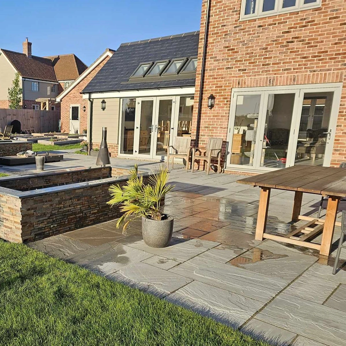 Rear garden patio with outdoor table